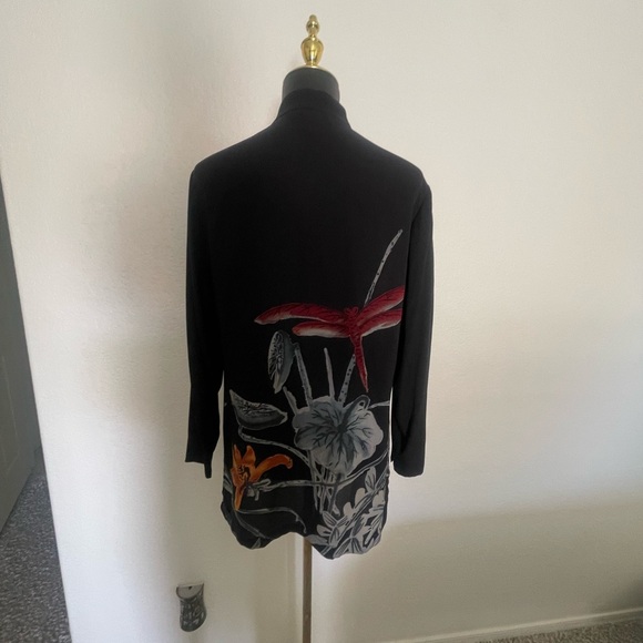 Chic Harari Black & Orange Lily Print Long Sleeve Blouse - Picture 6 of 7